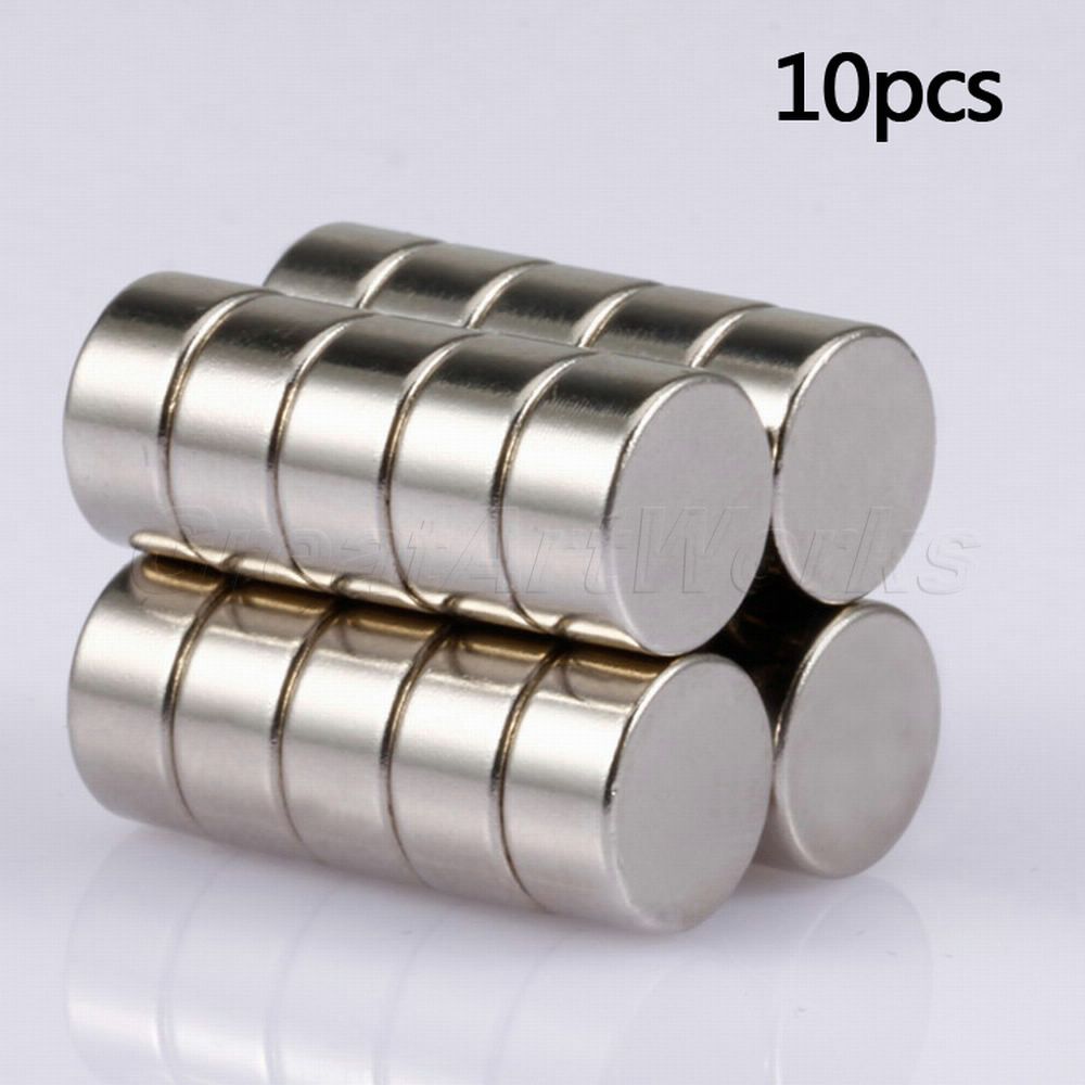 Neodymium Rare Earth Disc Magnet 10mm x 5mm Nickel Coated Grade N52-PACK OF 10 Magnets